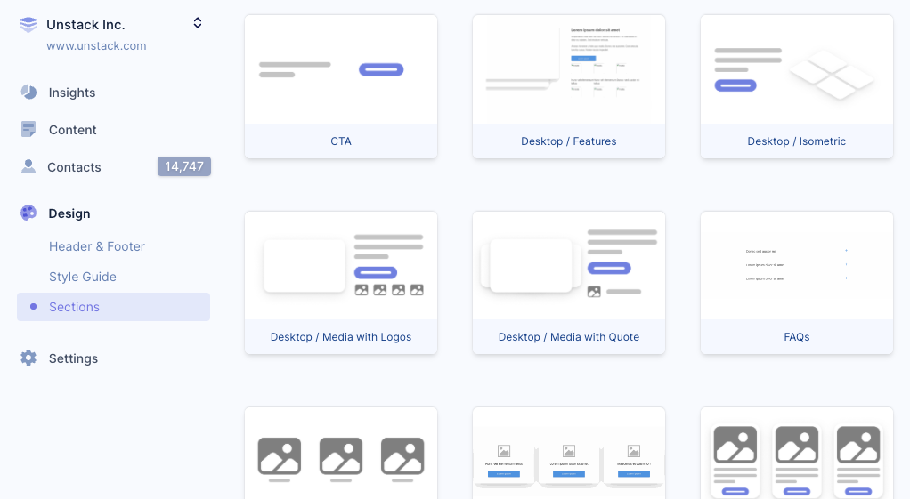 Add, edit, and delete components within the section editor